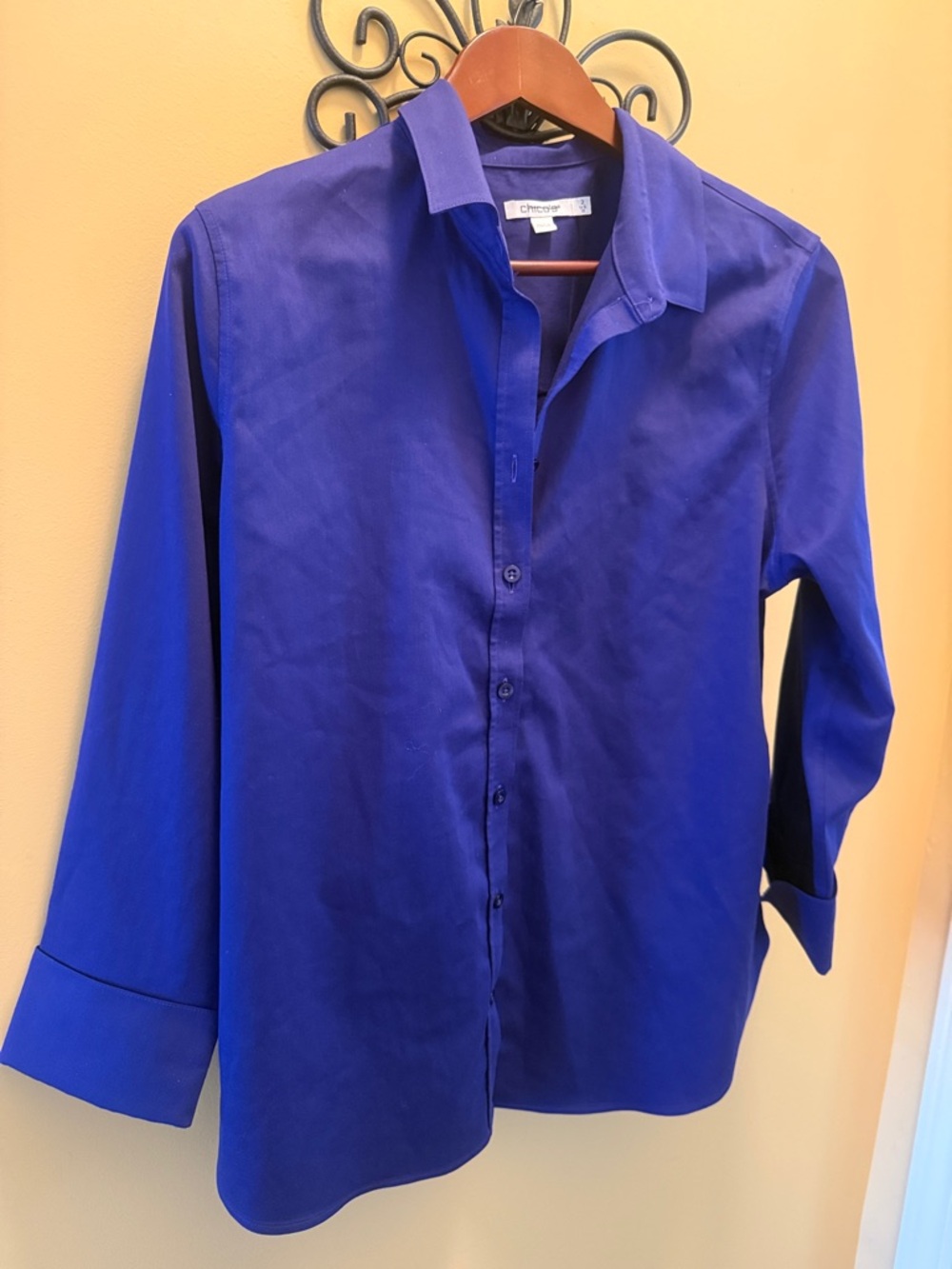 Chico's Women Button-Down Shirt in Royal Blue size 12